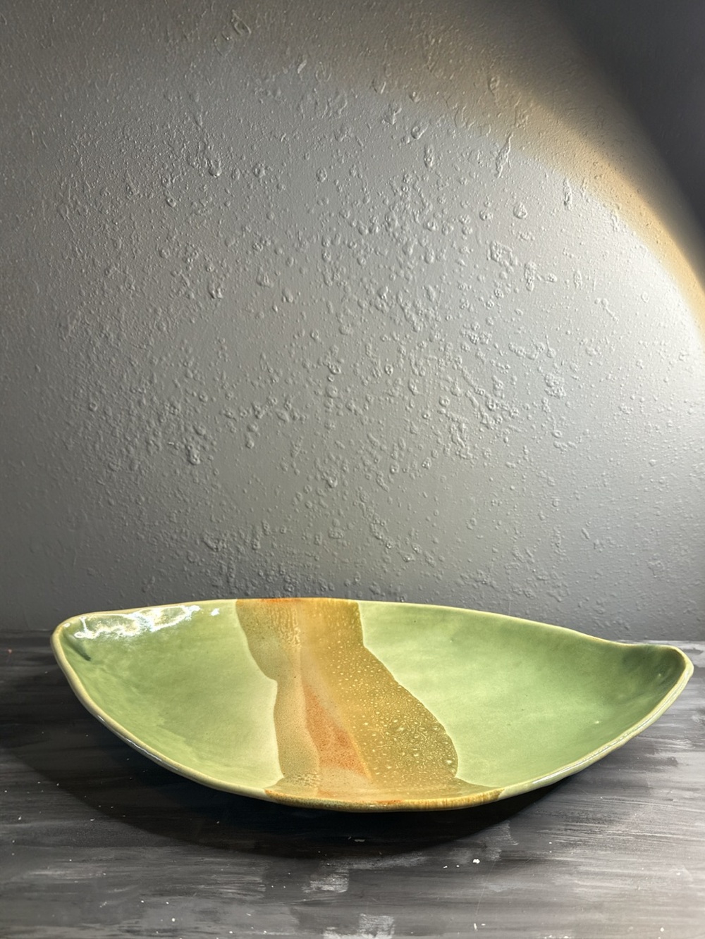 Artisan Crafted Daily Dish Pottery green abstract art glazed serving plate